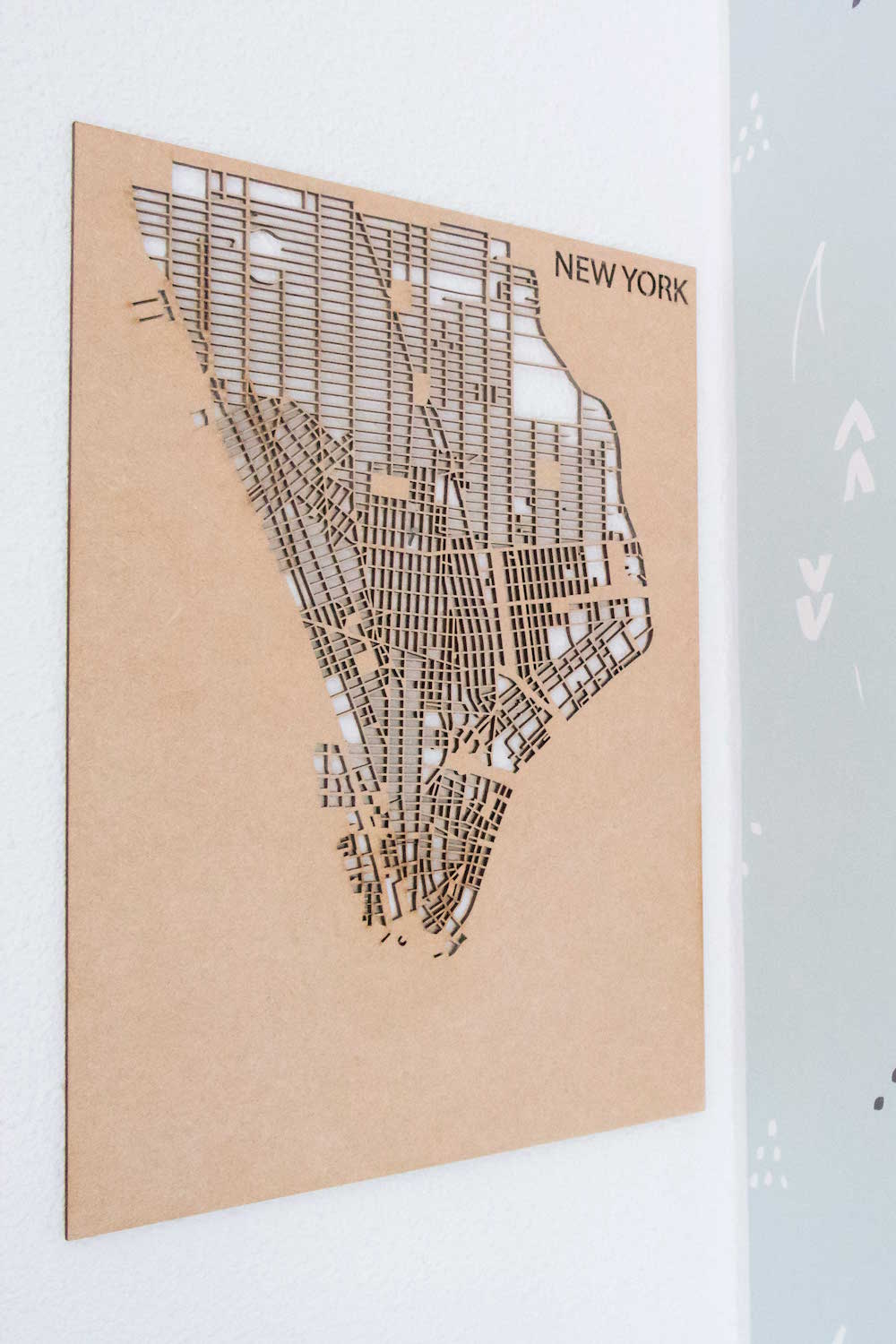 PlanqKaart Houten Stadskaart New York is een houten stadsplattegrond van New York voor aan de muur.