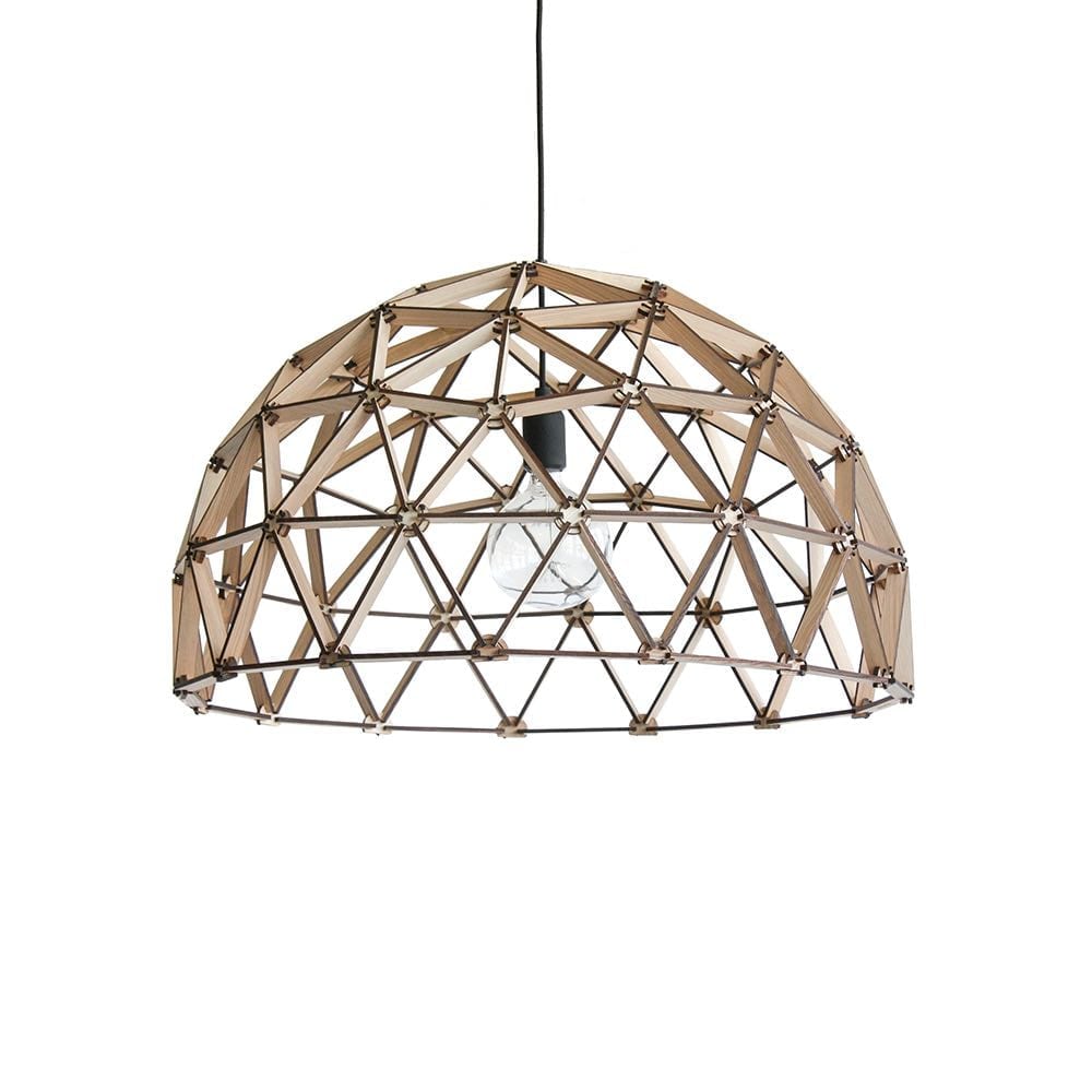 Koepellamp ø75cm van Binthout is een unieke opengewerkte hanglamp van duurzaam hout bij Studio Perspective.